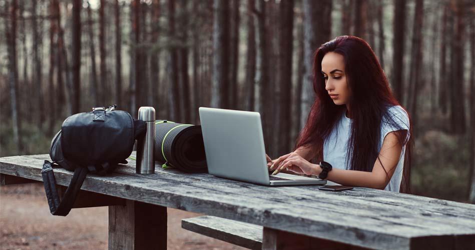 A young lady is learning assistant social welfare officer from her desire place thanks to online teaching.