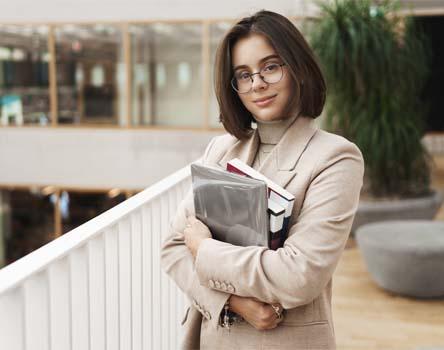 Girl leaving for her Microservices course class 