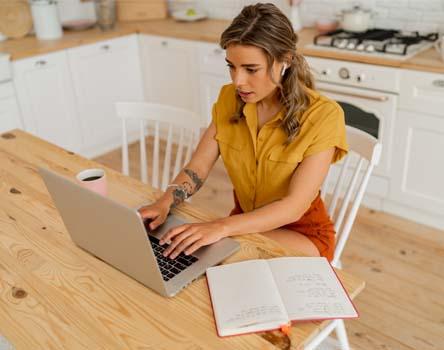 Girl researching for MS Office course nearby