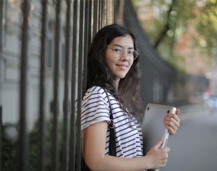 Girl leaving to study about Python in her class 