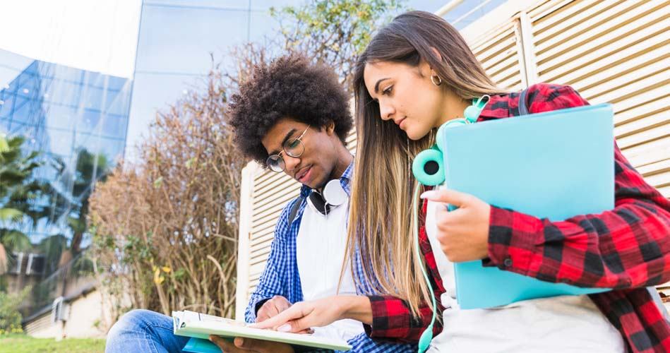 Girl and Boy Studying together about Spring boot