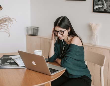 Girl in a online meeting discussing Web Development