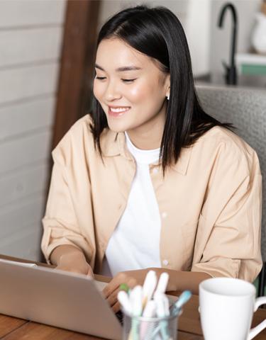 Girl working on her laptop