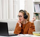 Girl having online conference call